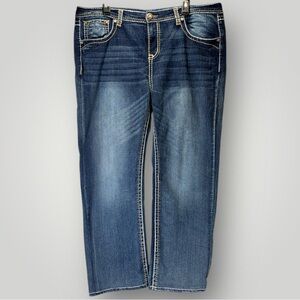 Realco Jeans Womens Jeans Size 19 Blue Bootcut Embroidered Pockets Stretch Denim
